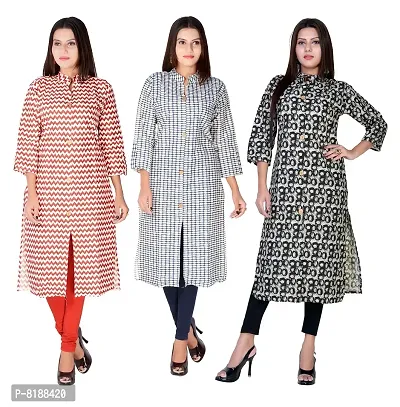 Eshopitude 3 Pcs Combo Summer Spacial Soft Cotton Kurti for Women and Girls Size 40 (M)