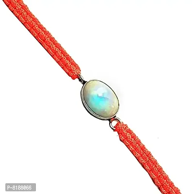 Eshopitude Rainbow Moon Stone Healing Gemstone Zodiac Planet Mangal Color Orange Macrame Thread Silver plated Good Luck Vastu Feng Sui Reiki Bracelet/Band/Rakhi/Suitable For All-thumb2