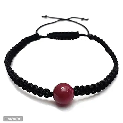 Eshopitude 10 mm Healing Red Onyx Gemstone Bead Macrame Thread Adjustable Size Vastu Feng Sui Reiki Bracelet/Rakhi/Band /Gift/Suitable For All
