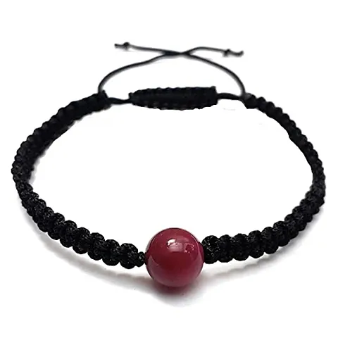 Eshopitude mm Healing Onyx Gemstone Bead Macrame Thread Adjustable Size Vastu Feng Sui Reiki Bracelet/Rakhi/Band /Gift/Suitable For All