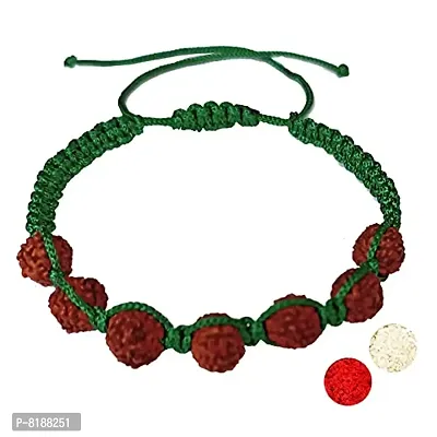 Eshopitude Shiva Blessed Original 5 Mukhi Rudraksha Zodiac Planet Mercury Green Macrame Thread Good Luck Adjustable Size Healing Bracelet Band Rakhi For Men,Women  Student