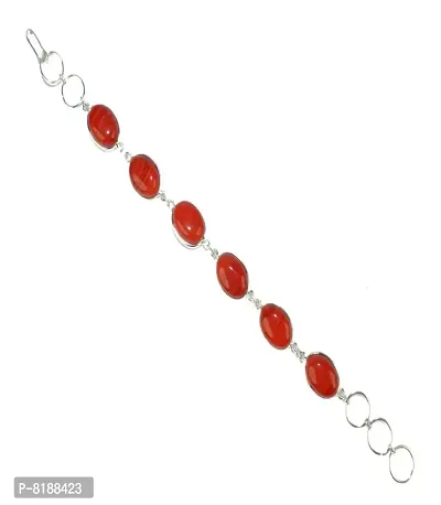 Eshopitude Fashion Jewellry Red Onyx Gemstone Silver Plated Rakhi Band Link Bracelet Gift-thumb3