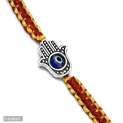 Eshopitude Blue Evil Eye Hamsa Hand Charm Macrame Thread Rakhi/Bracelet/Vastu Feng Sui Reiki Bracelet/Band/Rakhi/Suitable For All/1PCs-thumb5