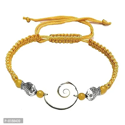 Eshopitude Zodiac Planet Guru Yellow Macrame Thread Good Luck Adjustable Size Gomti Chakra Bracelet/Gift Bracelet/Vastu Feng Sui Reiki Healing Bracelet/Band/Rakhi/Suitable for All