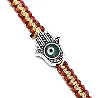 Eshopitude Green Evil Eye Hamsa Hand Charm Macrame Thread Rakhi/Bracelet/Vastu Feng Sui Reiki Bracelet/Band/Rakhi/Suitable For All/1PCs-thumb3