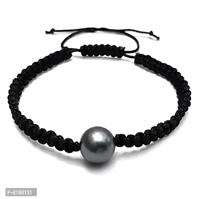 Eshopitude 10 mm Healing Black Pearl Gemstone Bead Macrame Thread Adjustable Size Vastu Feng Sui Reiki Bracelet/Rakhi/Band /Gift/Suitable For All-thumb0