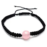 Eshopitude 10 mm Healing Rose Quartz Gemstone Bead Macrame Thread Adjustable Size Vastu Feng Sui Reiki Bracelet/Rakhi/Band /Gift/Suitable For All-thumb2