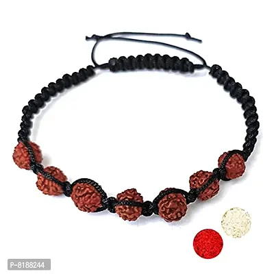 Eshopitude Shiva Blessed Original 5 Mukhi Rudraksha Zodiac Planet Ketu Black Macrame Thread Good Luck Adjustable Size Healing Bracelet Band Rakhi For Men,Women  Student