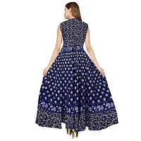 Eshopitude women summer cotton Jaipuri blue long dress size L 42  XL 44 inch bust size-thumb1