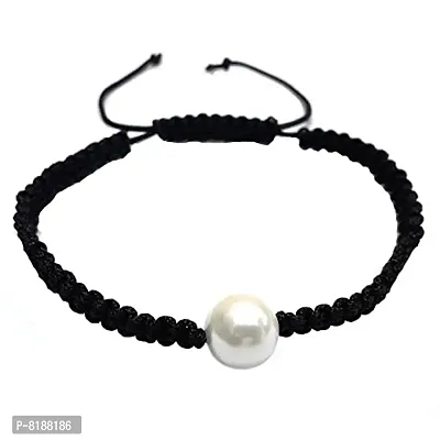 Eshopitude 10 mm Healing Pearl Gemstone Bead Macrame Thread Adjustable Size Vastu Feng Sui Reiki Bracelet/Rakhi/Band /Gift/Suitable For All