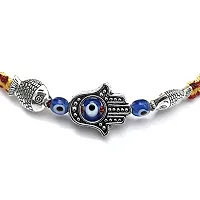 Eshopitude Blue Evil Eye Hamsa Hand  Fish Charm Macrame Thread Adjustable Size Bracelet /Gift Bracelet/Vastu Feng Sui Reiki Bracelet/Band/Rakhi/Suitable For All/1PCs-thumb1