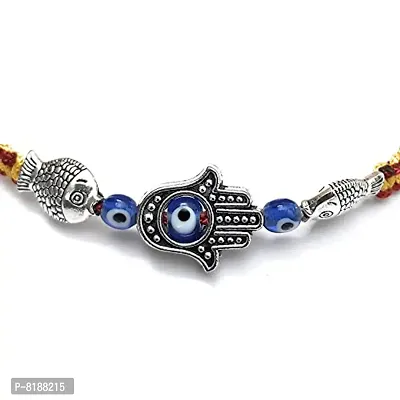 Eshopitude Blue Evil Eye Hamsa Hand  Fish Charm Macrame Thread Adjustable Size Bracelet /Gift Bracelet/Vastu Feng Sui Reiki Bracelet/Band/Rakhi/Suitable For All/1PCs-thumb2