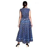 Eshopitude women summer cotton Jaipuri blue long dress size L 42  XL 44 inch bust size-thumb4