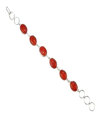 Eshopitude Fashion Jewellry Red Onyx Gemstone Silver Plated Rakhi Band Link Bracelet Gift-thumb1