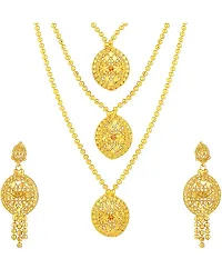 ESHOPITUDE Designer Queen Neck Gold Plated Necklace Set & Earrings Set for Women-thumb3