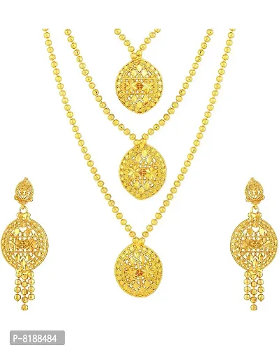 ESHOPITUDE Designer Queen Neck Gold Plated Necklace Set & Earrings Set for Women-thumb4