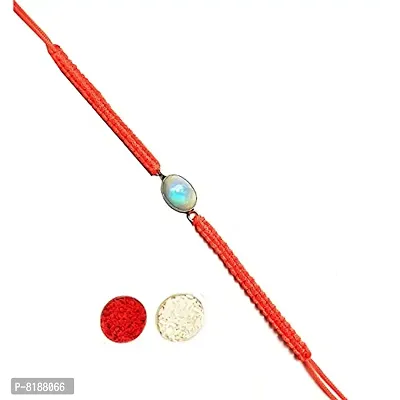 Eshopitude Rainbow Moon Stone Healing Gemstone Zodiac Planet Mangal Color Orange Macrame Thread Silver plated Good Luck Vastu Feng Sui Reiki Bracelet/Band/Rakhi/Suitable For All-thumb4