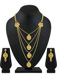 ESHOPITUDE Designer Queen Neck Gold Plated Necklace Set & Earrings Set for Women-thumb1