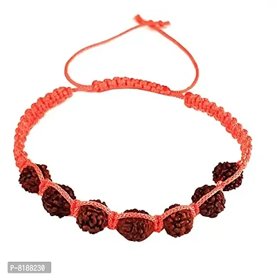 Eshopitude Shiva Blessed Original 5 Mukhi Rudraksha Zodiac Planet Mars Orange Macrame Thread Good Luck Adjustable Size Healing Bracelet Band Rakhi For Men,Women  Student-thumb3