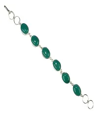 Eshopitude Fashion Jewellry Green Onyx Gemstone Silver Plated Rakhi Band Link Bracelet Gift-thumb1