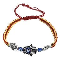 Eshopitude Blue Evil Eye Hamsa Hand  Fish Charm Macrame Thread Adjustable Size Bracelet /Gift Bracelet/Vastu Feng Sui Reiki Bracelet/Band/Rakhi/Suitable For All/1PCs-thumb3