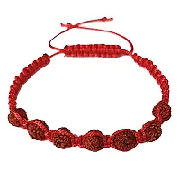 Eshopitude Shiva Blessed Original 5 Mukhi Rudraksha Zodiac Planet Sun Red Macrame Thread Good Luck Adjustable Size Healing Bracelet Band Rakhi For Men,Women  Student-thumb2