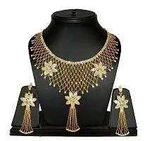 Eshopitude Indian Traditional Design Full Neck Gold Plated Necklace Set for Women & Girls-thumb1