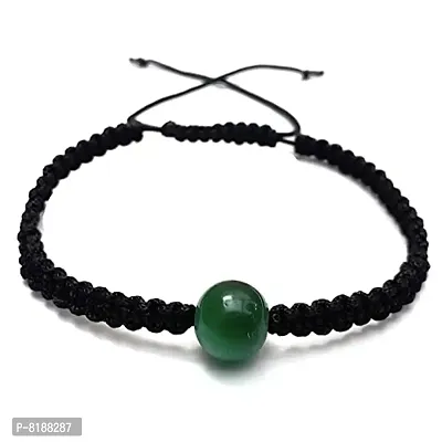 Eshopitude 10 mm Healing Green Onyx Gemstone Bead Macrame Thread Adjustable Size Vastu Feng Sui Reiki Bracelet/Rakhi/Band /Gift/Suitable For All