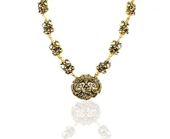 ESHOPITUDE Temple Designer Long Gold Plated Necklace & Earrings Set for Women-thumb1