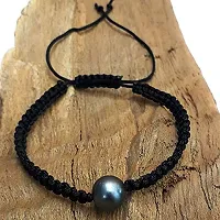 Eshopitude 10 mm Healing Black Pearl Gemstone Bead Macrame Thread Adjustable Size Vastu Feng Sui Reiki Bracelet/Rakhi/Band /Gift/Suitable For All-thumb1