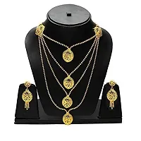 ESHOPITUDE Designer Queen Neck Gold Plated Necklace Set & Earrings Set for Women-thumb4