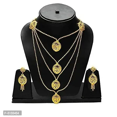 ESHOPITUDE Designer Queen Neck Gold Plated Necklace Set & Earrings Set for Women-thumb5