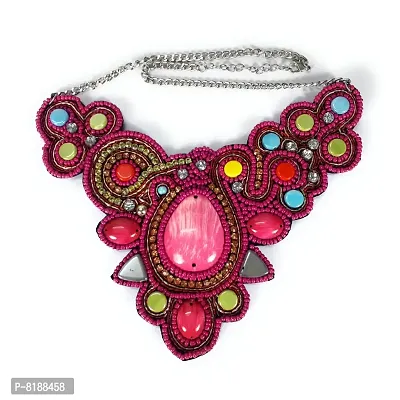 Eshopitude Fashion Multi Color Beads Casual Bib Necklace Jewellery-thumb0