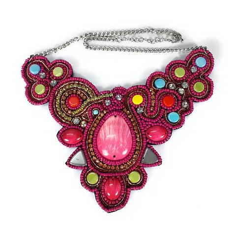 Eshopitude Fashion Multi Color Beads Casual Bib Necklace Jewellery
