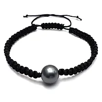 Eshopitude 10 mm Healing Black Pearl Gemstone Bead Macrame Thread Adjustable Size Vastu Feng Sui Reiki Bracelet/Rakhi/Band /Gift/Suitable For All-thumb2