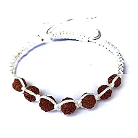 Eshopitude Shiva Blessed Original 5 Mukhi Rudraksha Zodiac Planet Moon White Macrame Thread Good Luck Adjustable Size Healing Bracelet Band Rakhi For Men,Women  Student-thumb2