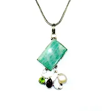 Eshopitude Aveanturiane/Pearl/Amethyst/paridot Gemstone Silver Plated Necklace Pendants-thumb1