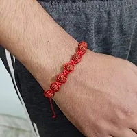 Eshopitude Shiva Blessed Original 5 Mukhi Rudraksha Zodiac Planet Sun Red Macrame Thread Good Luck Adjustable Size Healing Bracelet Band Rakhi For Men,Women  Student-thumb1