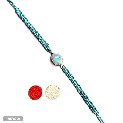 Eshopitude Rainbow Moon Stone Healing Gemstone Zodiac Planet Budha Color Firozi Macrame Thread Silver plated Good Luck Vastu Feng Sui Reiki Bracelet/Band/Rakhi/Suitable For All-thumb4