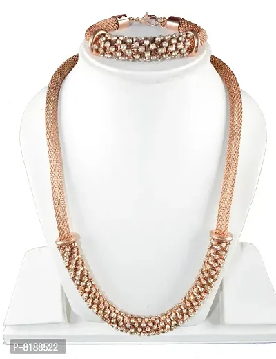 ESHOPITUDE CZ American Diamond Snake Chain Necklace and Bracelet Set-thumb0