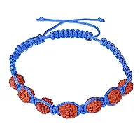 Eshopitude Shiva Blessed Original 5 Mukhi Rudraksha Zodiac Planet Saturn Blue Macrame Thread Good Luck Adjustable Size Healing Bracelet Band Rakhi For Men,Women  Student-thumb2