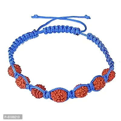 Eshopitude Shiva Blessed Original 5 Mukhi Rudraksha Zodiac Planet Saturn Blue Macrame Thread Good Luck Adjustable Size Healing Bracelet Band Rakhi For Men,Women  Student-thumb3