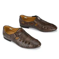 Runway Shoe Men's Brown Synthetic Velcro Roman Sandals 8 UK/IND-thumb3