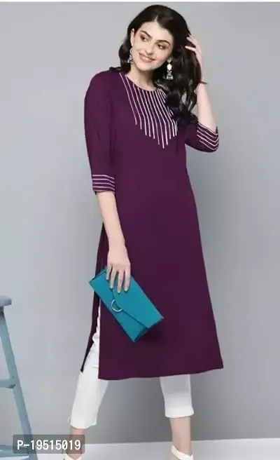 Stylish Magenta Cotton Solid Kurta For Women-thumb0