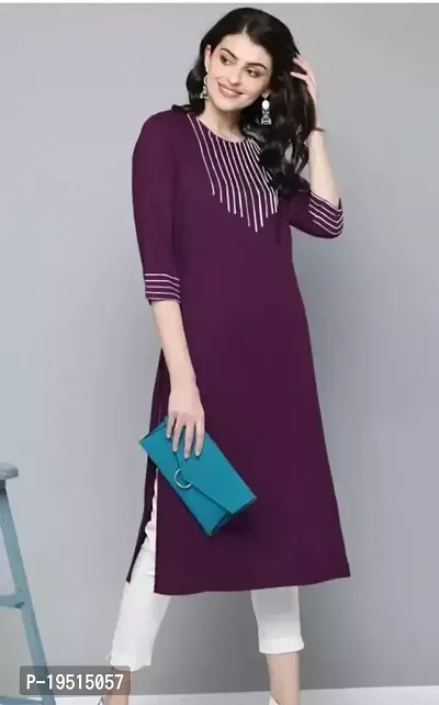 Stylish Purple Cotton Solid Kurta For Women-thumb0