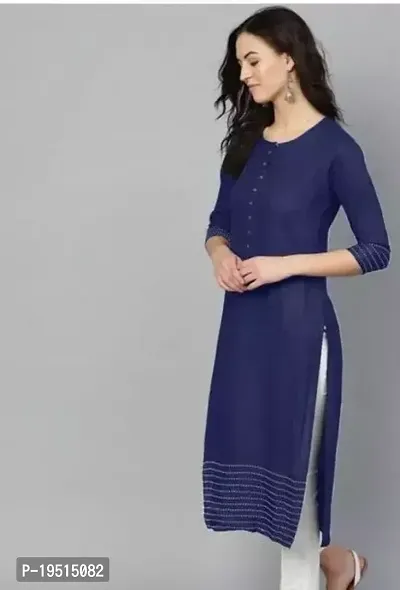 Stylish Blue Cotton Solid Kurta For Women-thumb0