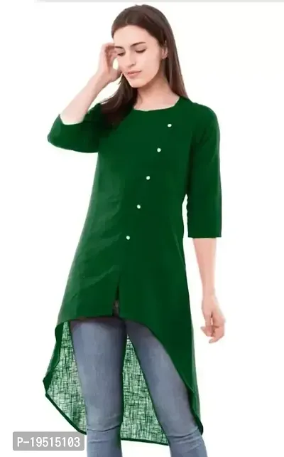 Stylish Green Cotton Solid Kurta For Women-thumb0