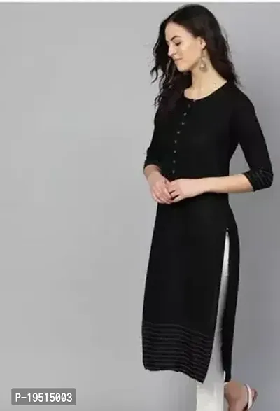 Stylish Black Cotton Solid Kurta For Women-thumb0