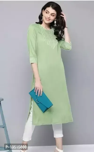 Stylish Green Cotton Solid Kurta For Women-thumb0