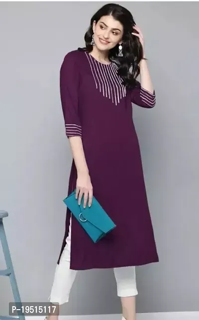 Stylish Purple Cotton Solid Kurta For Women-thumb0